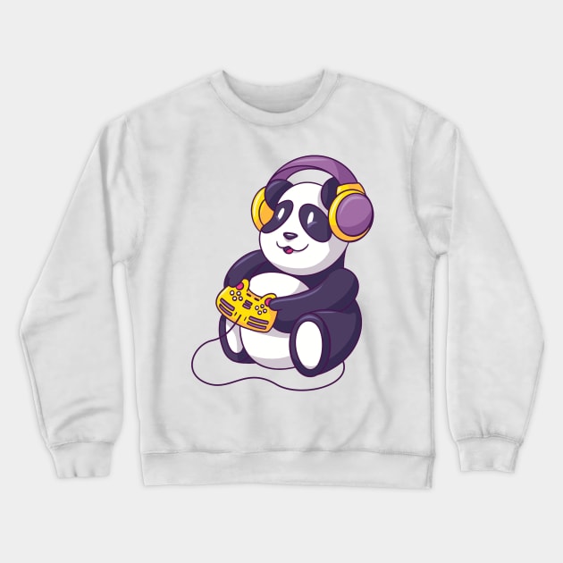 Cute Panda Playing Video Games - Funny Animals Crewneck Sweatshirt by Artistic muss